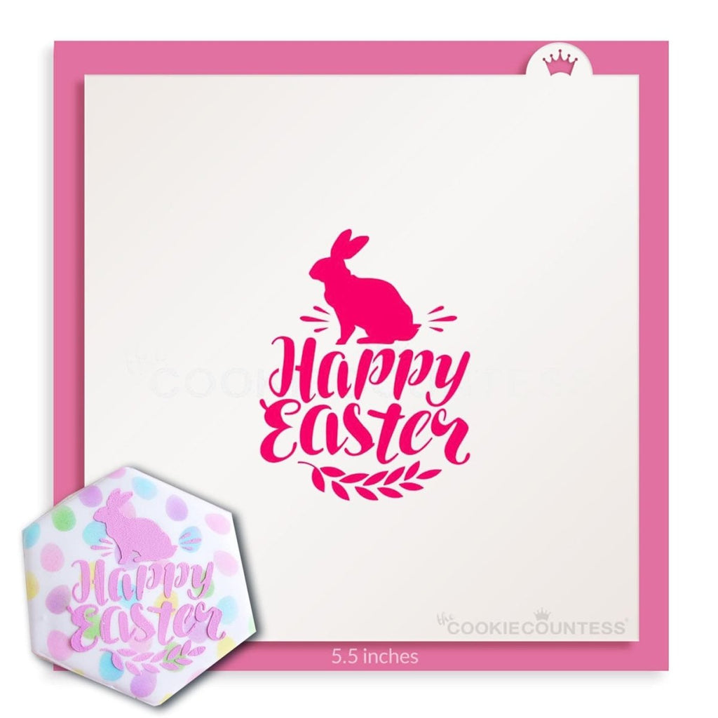 Happy Easter with Bunny Stencil — The Cookie Countess