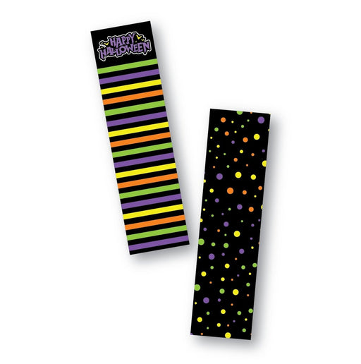 Happy Halloween and Dots Cookie Backer - Food Safe, Double Sided 2" x 7.5" - The Cookie Countess