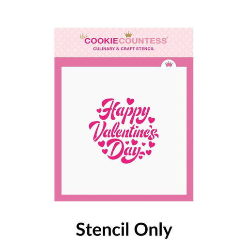 Happy Valentines Day Calligraphy Stencil and Cutter - The Cookie Countess