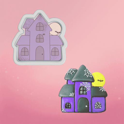 Haunted House with Moon Cookie Cutter - The Cookie Countess