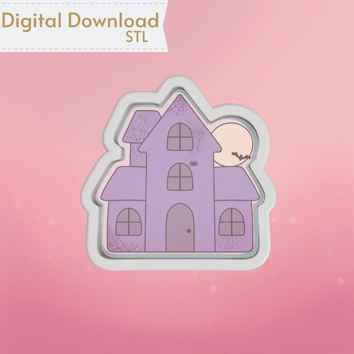 Haunted House with Moon Cookie Cutter STL - The Cookie Countess
