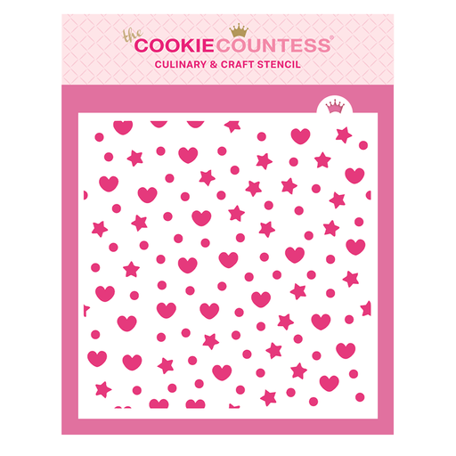 Hearts and Stars Stencil - The Cookie Countess