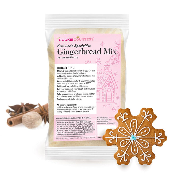 Kari Lee's Specialties Ingredients Single Gourmet Gingerbread Cookie Mix All Natural 1lb (best by 4/2023)