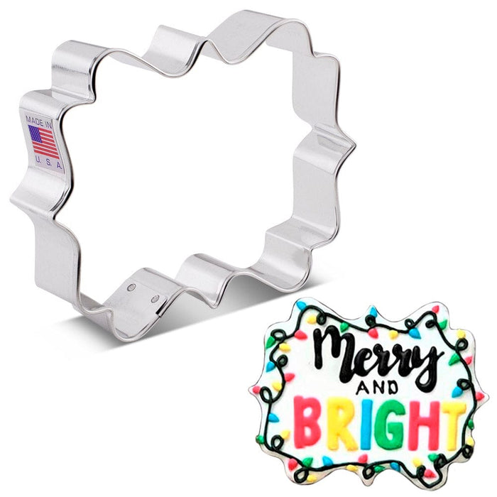 Set Of 4 Stainless Steel Plaque Frame Cookie Cutters - Vintage Sign Shape