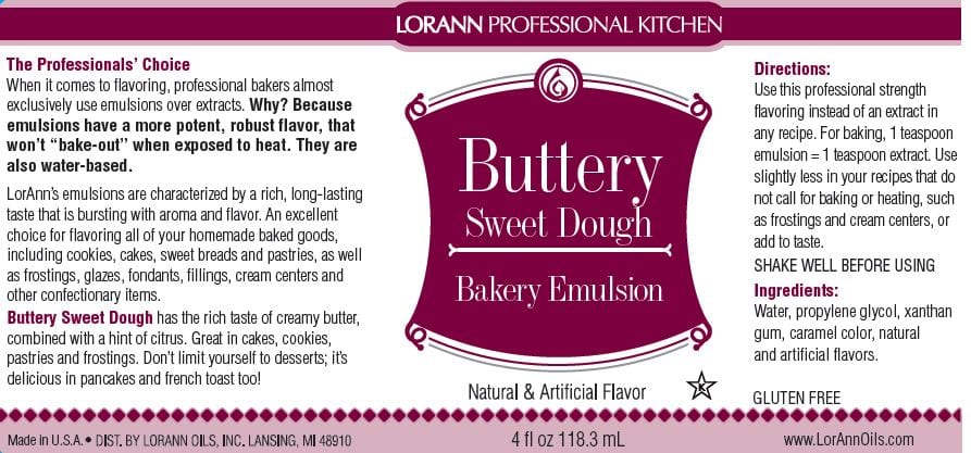 LorAnn Flavor Buttery Sweet Dough Bakery Emulsion - 4 oz.