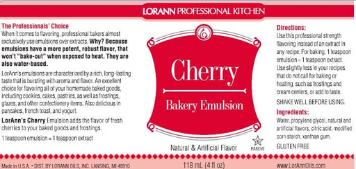 LorAnn Flavor Cherry Bakery Emulsion - 4 oz.