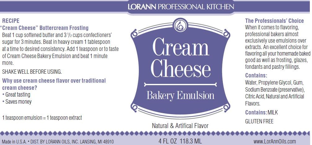 LorAnn Flavor Cream Cheese Bakery Emulsion - 4 oz.