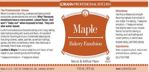 LorAnn Flavor Maple Bakery Emulsion - 4 oz.