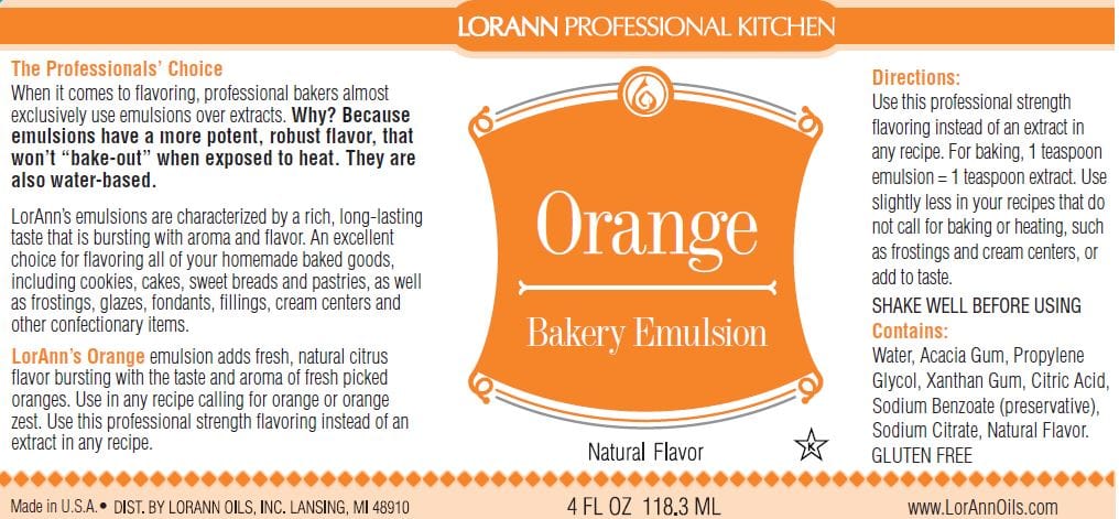 LorAnn Flavor Orange (Natural) Bakery Emulsion - 4 oz.
