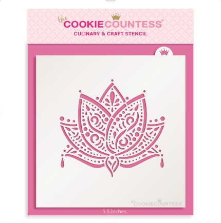 Lotus Flower PYO Stencil - The Cookie Countess