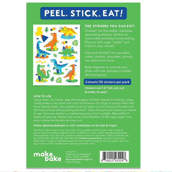 Make Bake Sugar Decorations Stickies Edible Stickers - Little Dinos