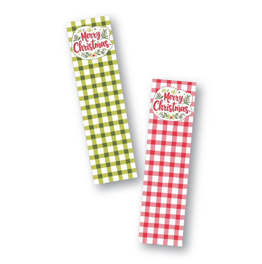 Merry Christmas and Plaid Cookie Backer - Food Safe, Double Sided 2" x 7.5" - The Cookie Countess