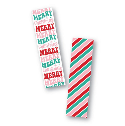 Merry Christmas and Stripes Cookie Backer - Food Safe, Double Sided 2" x 7.5" - The Cookie Countess