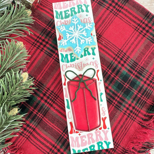 Merry Christmas and Stripes Cookie Backer - Food Safe, Double Sided 2" x 7.5" - The Cookie Countess
