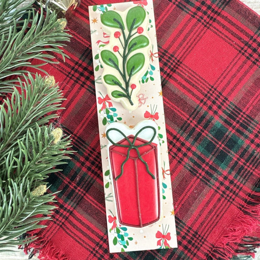 Mistletoe and Bows Cookie Backer - Food Safe, Food Safe, Double Sided 2" x 7.5" - The Cookie Countess