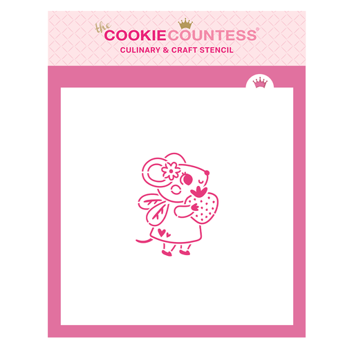 Mouse with Strawberry PYO Stencil - The Cookie Countess