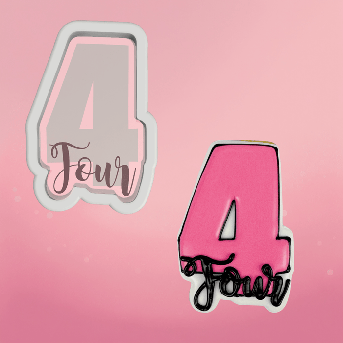 Number and Script Four Cookie Cutter — The Cookie Countess