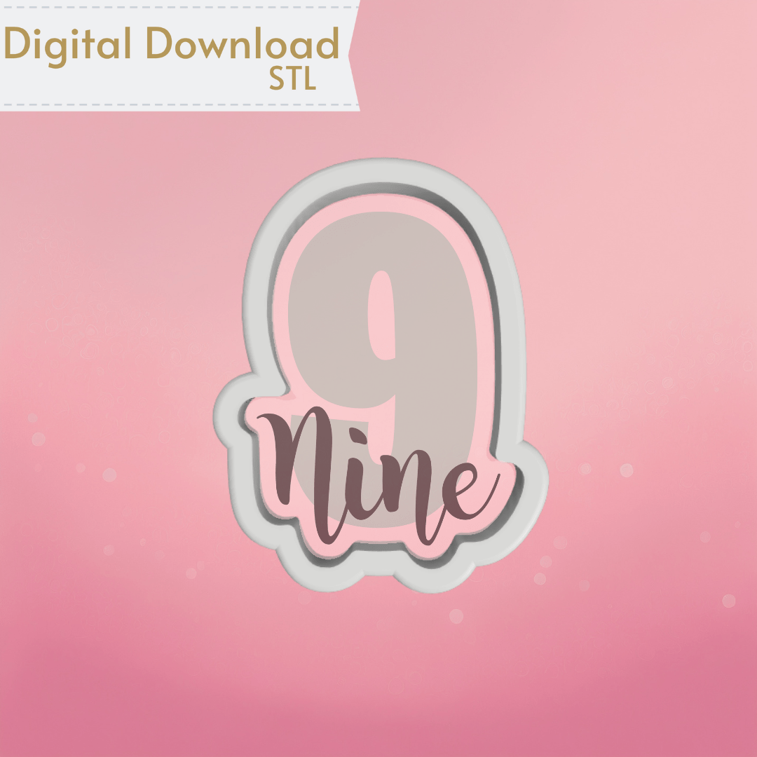 Number and Script Nine Cookie Cutter STL — The Cookie Countess