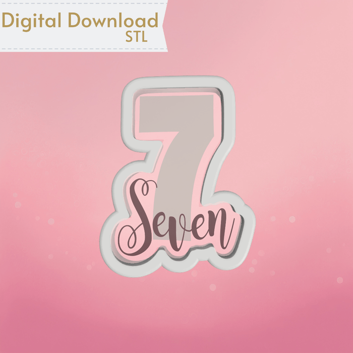 Script Number 7 Vector Number and Script Seven Cookie Cutter STL — The Cookie Countess