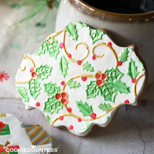 Parchment Texture Sheets - Holly Branches - The Cookie Countess