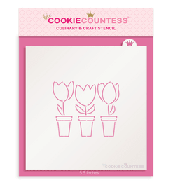 Potted Tulips PYO Stencil - The Cookie Countess