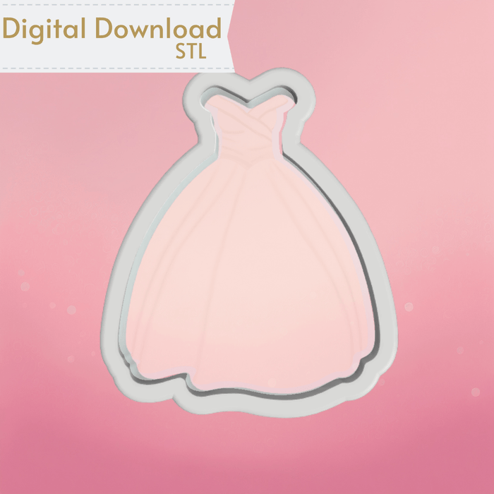 Princess Wedding Dress Cookie Cutter STL