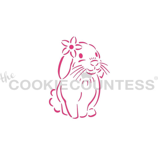 Rabbit with Flower PYO Stencil - The Cookie Countess