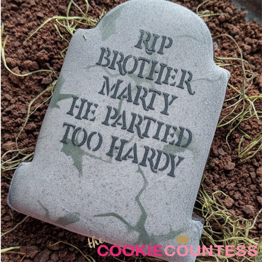 RIP Brother Marty Gravestone Stencil - The Cookie Countess