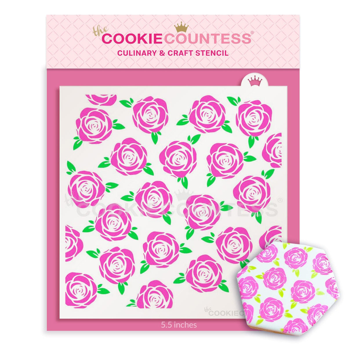 Roses with Leaves 2 Piece Stencil for Cookies, Cakes, Weddings — The ...