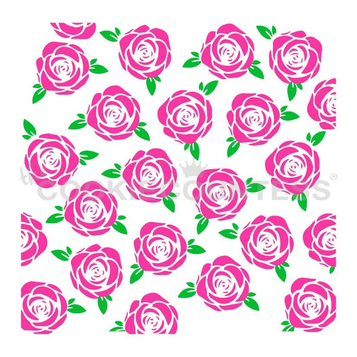 Roses with Leaves 2 Piece Stencil for Cookies, Cakes, Weddings — The ...