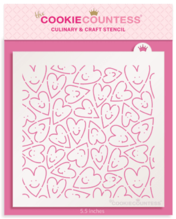 Smiling Hearts 2 Pc Stencil Set - The Cookie Countess
