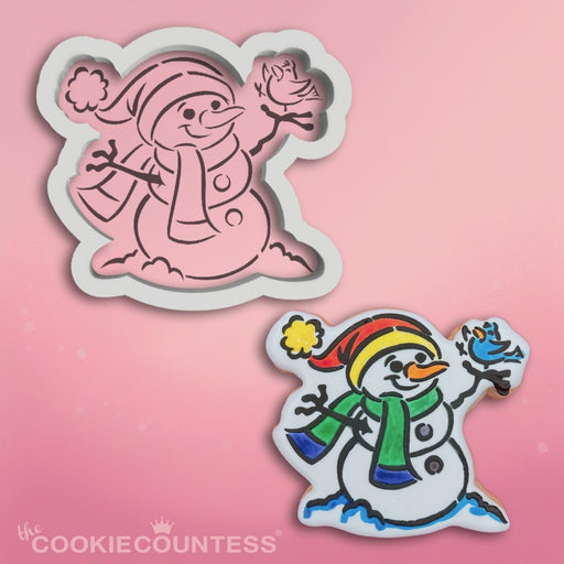 Snowman with Bird Cookie Cutter STL - The Cookie Countess