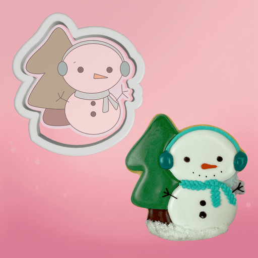 Snowman with Tree Cookie Cutter - The Cookie Countess