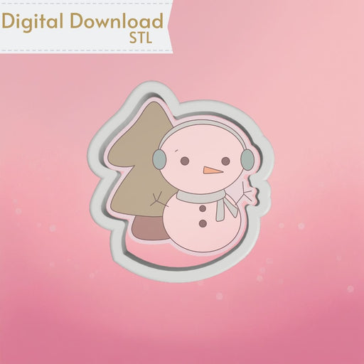 Snowman with Tree Cookie Cutter STL - The Cookie Countess