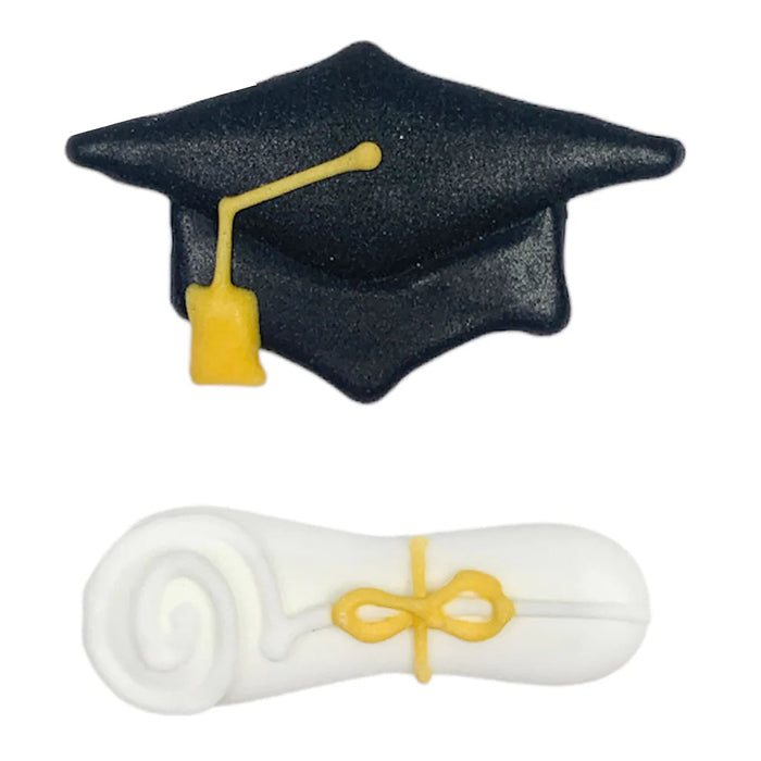 Sweet Elite Ingredients Graduation Cap and Diploma Royal Icing Decorations ( 18pc)