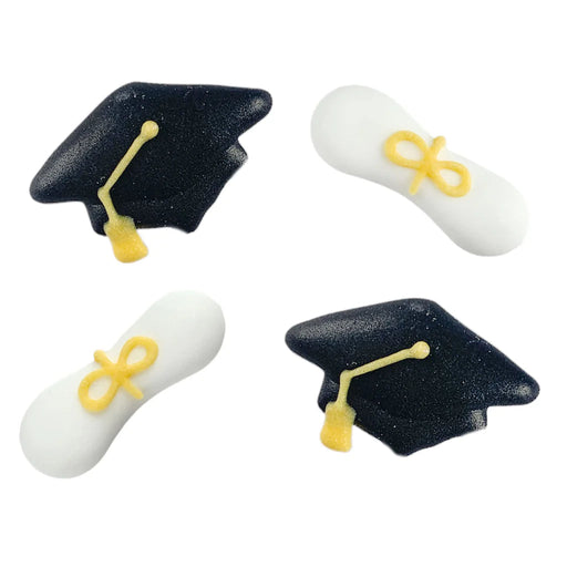 Sweet Elite Ingredients Mini Graduation Hat/Cap and Diploma Royal Icing Decorations ( 30pc)