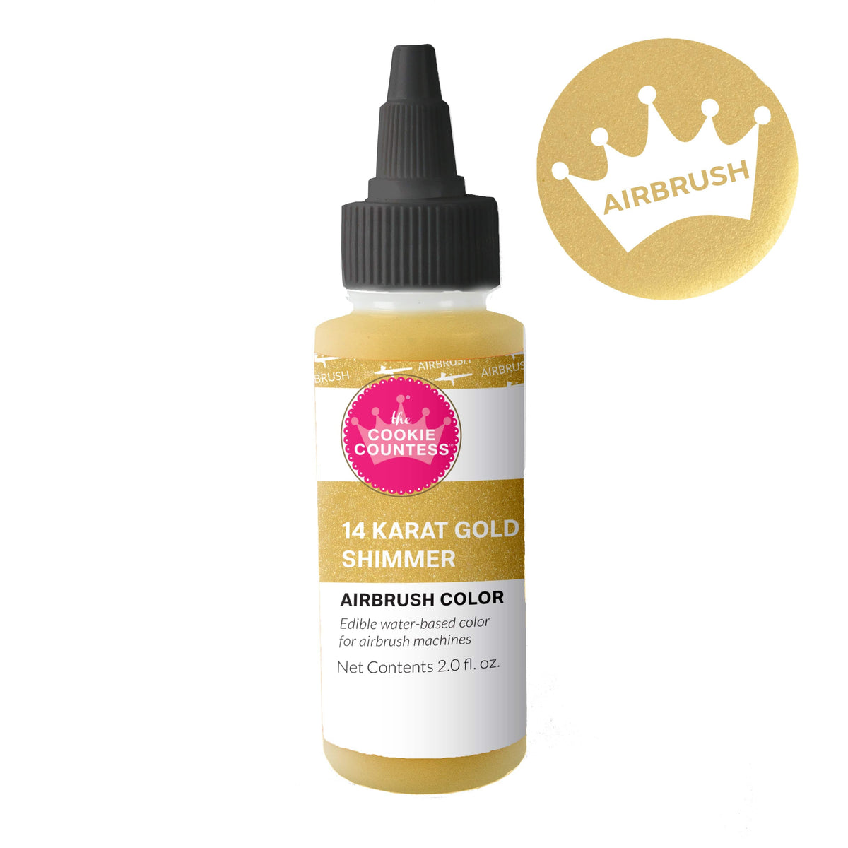 Cookie Countess - 14 Karat Gold Shimmer edible airbrush color 2oz — The Cookie  Countess