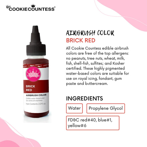 Cookie Countess - Brick Red edible airbrush color 2oz — The Cookie