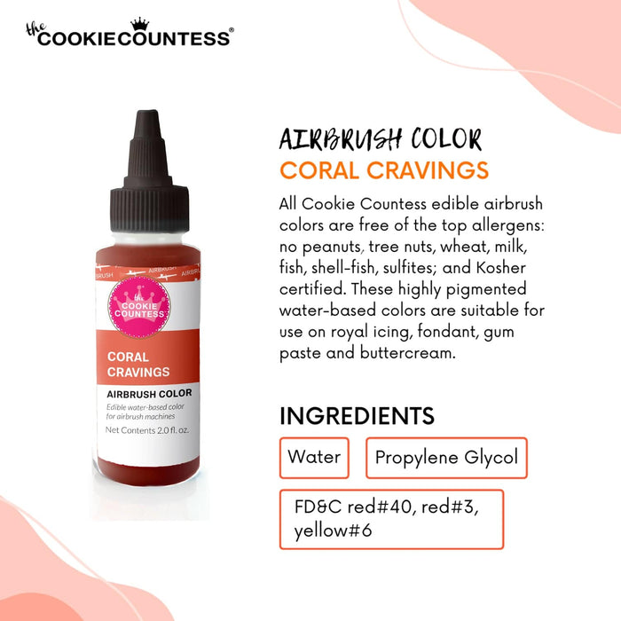 Cookie Countess - Coral Cravings edible airbrush color 2oz — The Cookie  Countess