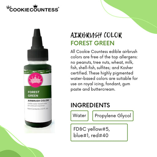 The Cookie Countess Airbrush Color Cookie Countess - Forest Green edible airbrush color 2oz
