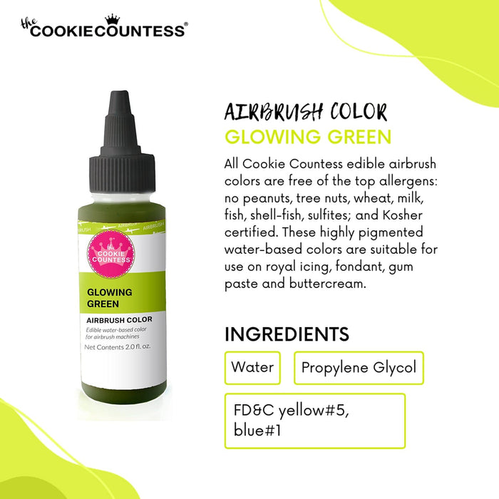 The Cookie Countess Airbrush Color Cookie Countess - Glowing Green edible airbrush color 2oz