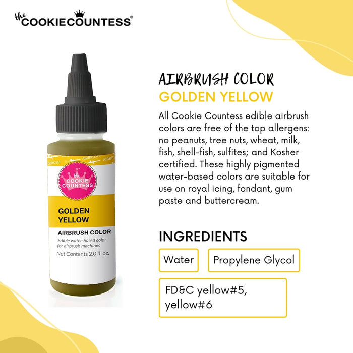 Cookie Countess - Golden Yellow edible airbrush color 2oz — The Cookie  Countess
