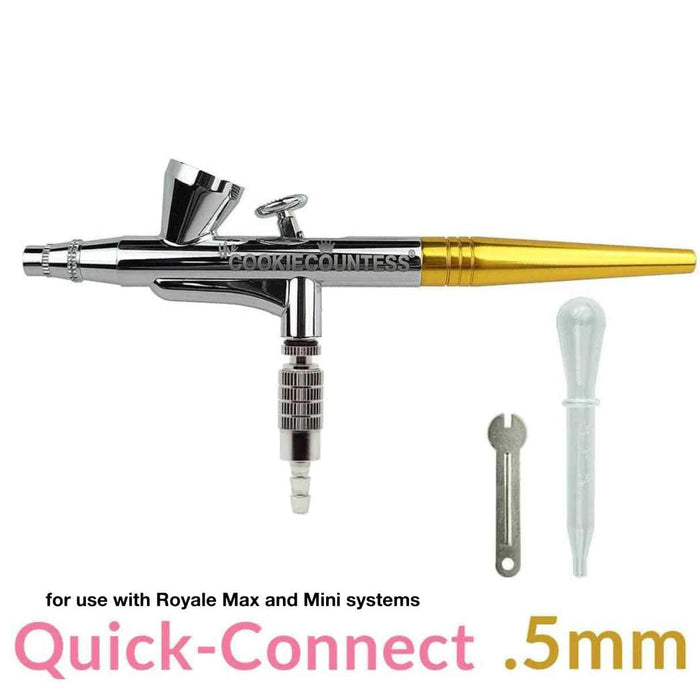 The Cookie Countess Airbrush System .5 mm Airbrush Gun with Quick-Connect Cookie Countess Single-action Airbrush Gun .5mm Nozzle
