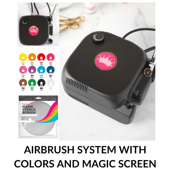 The Cookie Countess Airbrush System Airbrush System with Mini Color Set and Magic screen Cookie Countess Royale Max Airbrush System