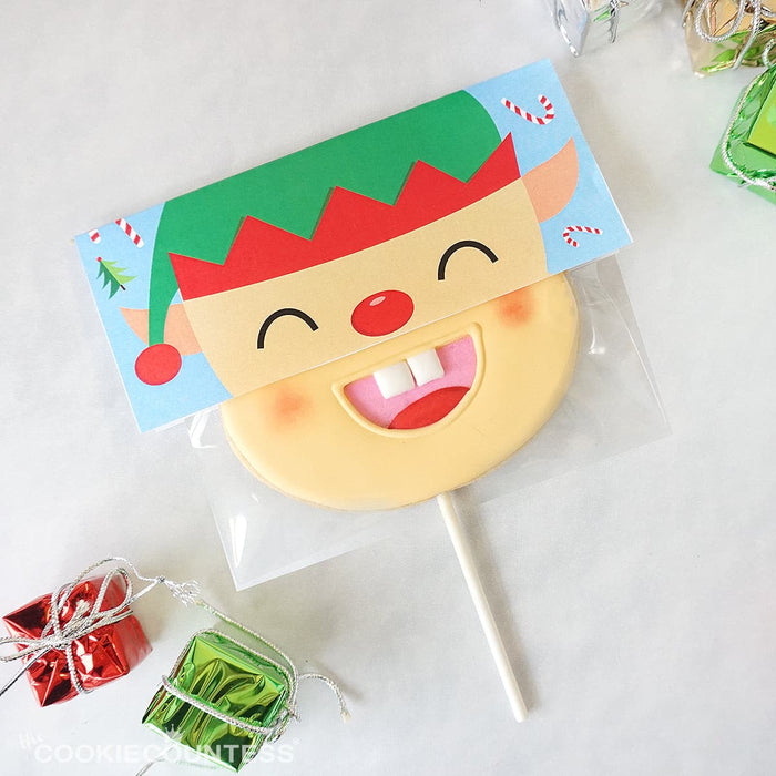 The Cookie Countess Bag Topper Funny Face Bag Topper 6" - Elf