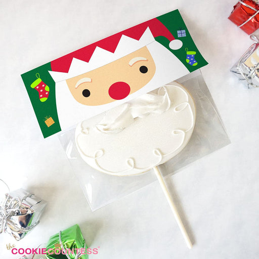 The Cookie Countess Bag Topper Funny Face Bag Topper 6" - Santa