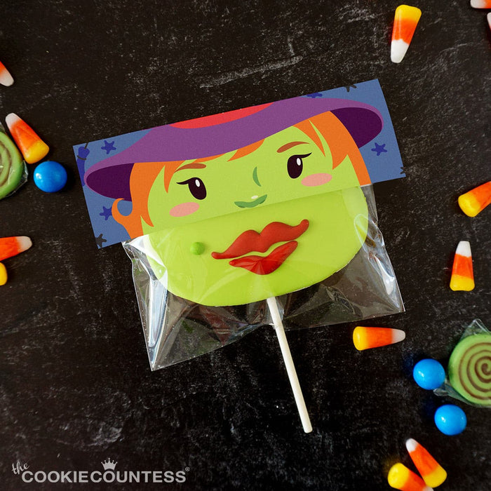The Cookie Countess Bag Topper Funny Face Bag Topper 6" - Witch