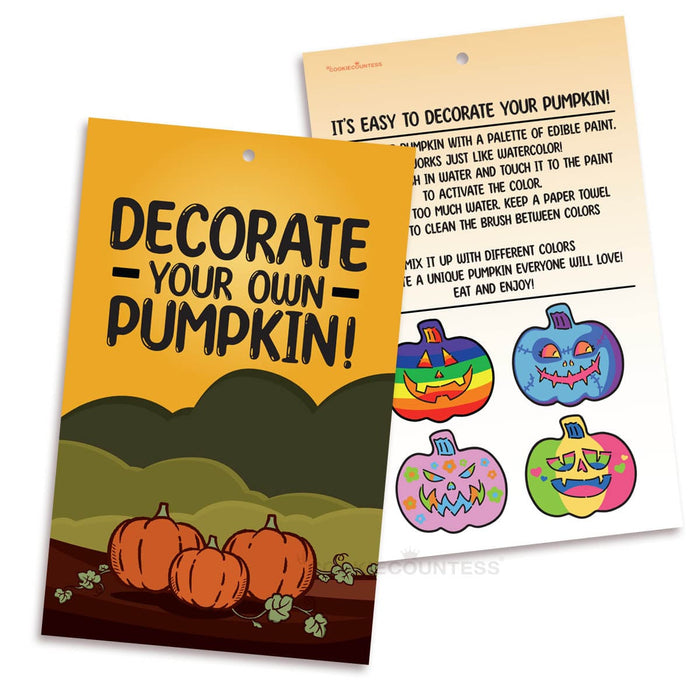 The Cookie Countess Bag Topper Paint a Pumpkin PYO Tag with Instructions, Pack of 25