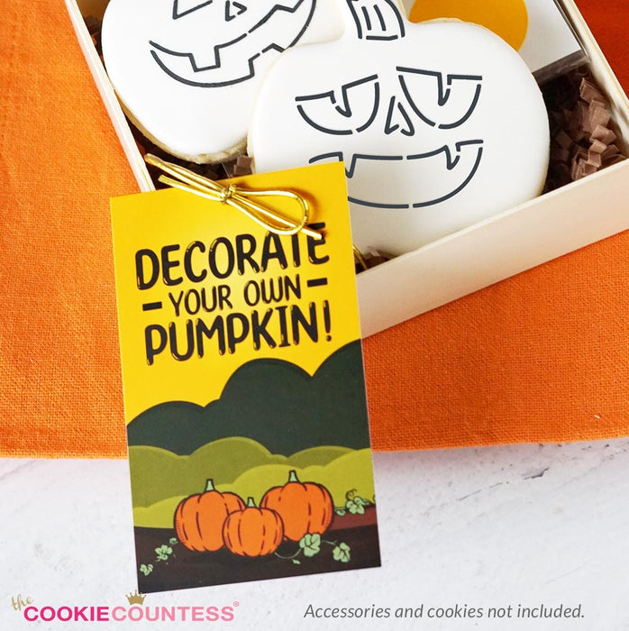 The Cookie Countess Bag Topper Paint a Pumpkin PYO Tag with Instructions, Pack of 25