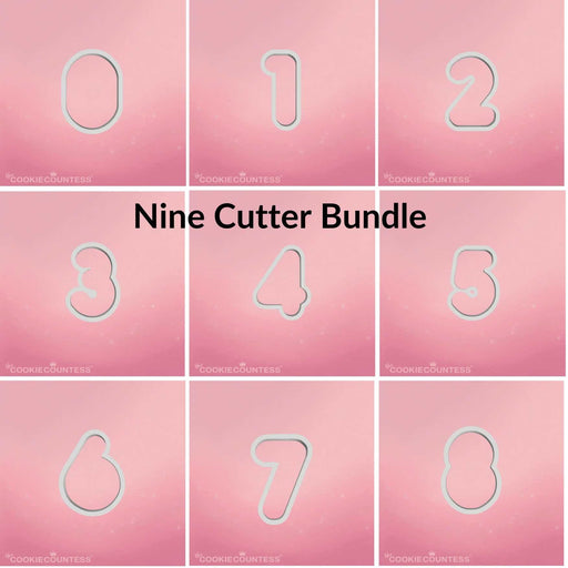 The Cookie Countess Cookie Cutter Balloon Numbers Cookie Cutter Bundle ( 9 Pc)